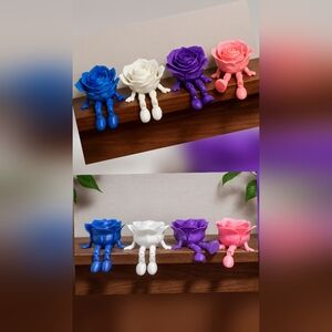 3-D Printed Colorful Rose Figurines Set